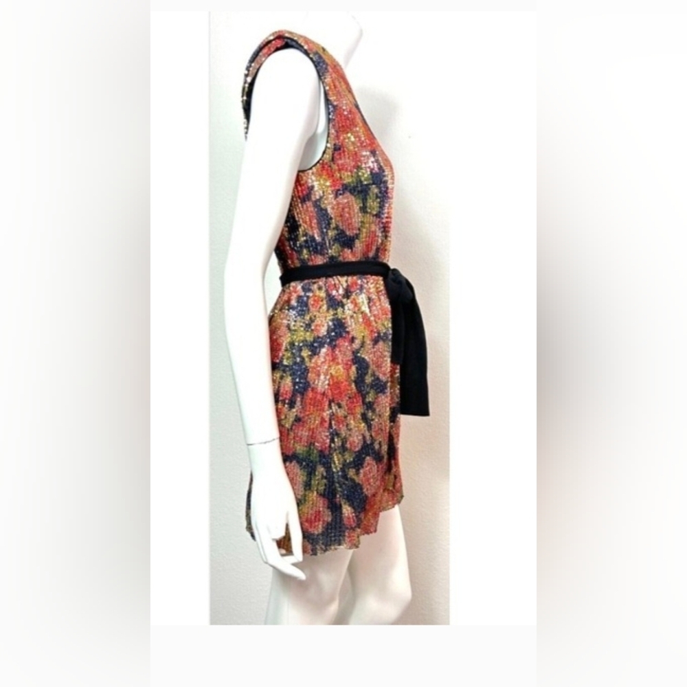 Zara Floral Sequin Dress - Black, Pink, Gold - Picture 3 of 9